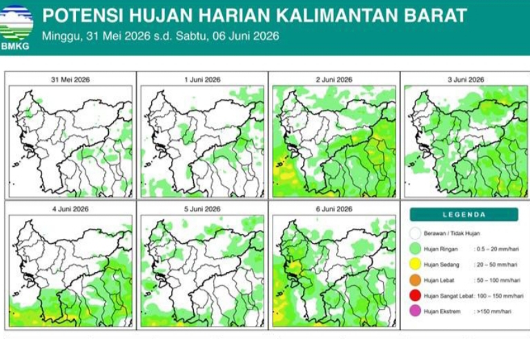BMKG Kalbar Ingatkan Ancaman Karhutla dan Hujan Sedang hingga 6 Juni 2026, Sejumlah Wilayah Diminta Waspada