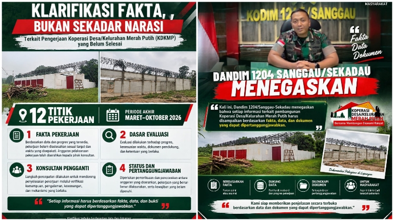 Kodim 1204/Sanggau Klarifikasi Pekerjaan KDKMP yang Belum Rampung, Tekankan Evaluasi dan Pertanggungjawaban